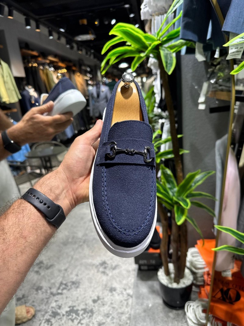 OLD-5401 Süet Lacivert Demir Toka