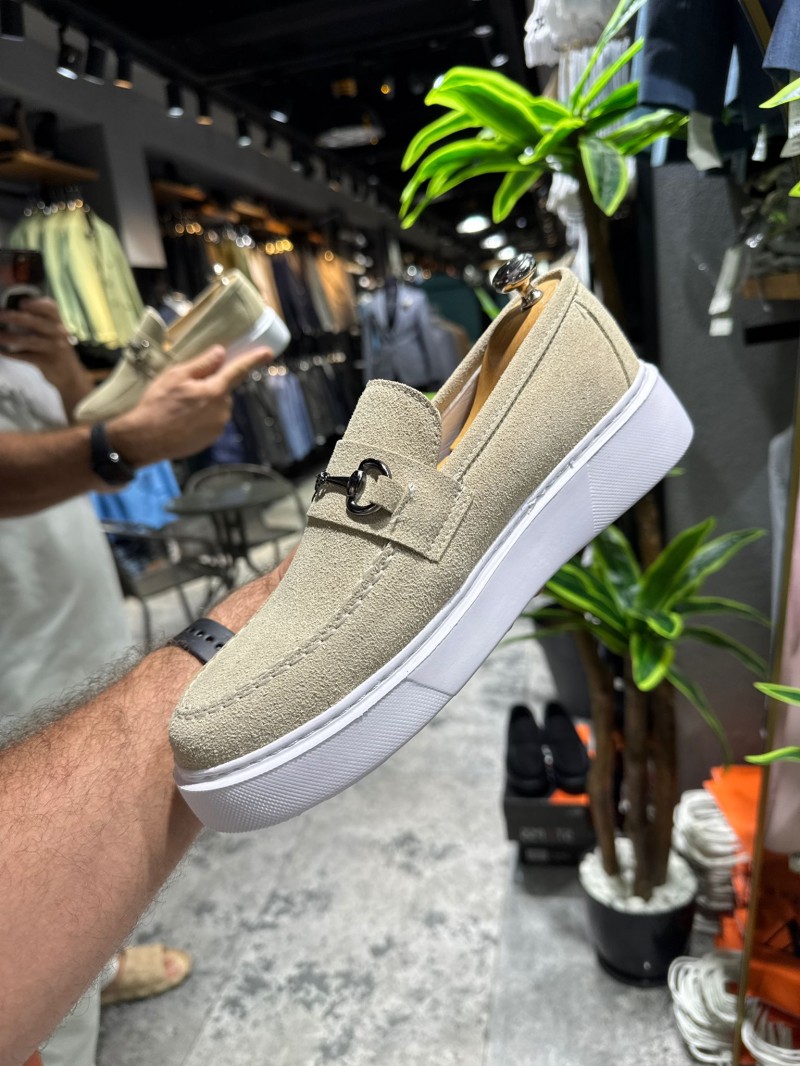 OLD-5404 Süet Krem Demir Toka