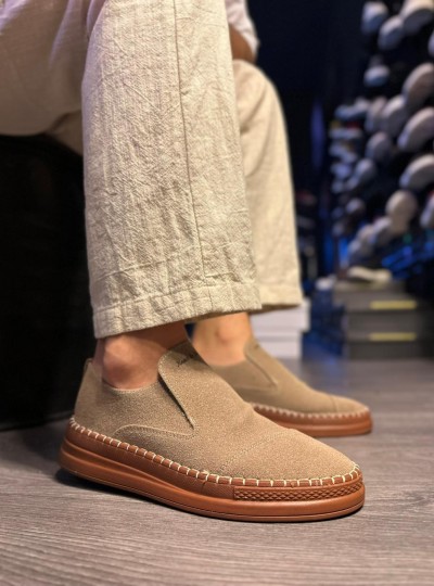 Knack Bağcıksız Mevsimlik Süet Ayakkabı 019 Camel (Süet)